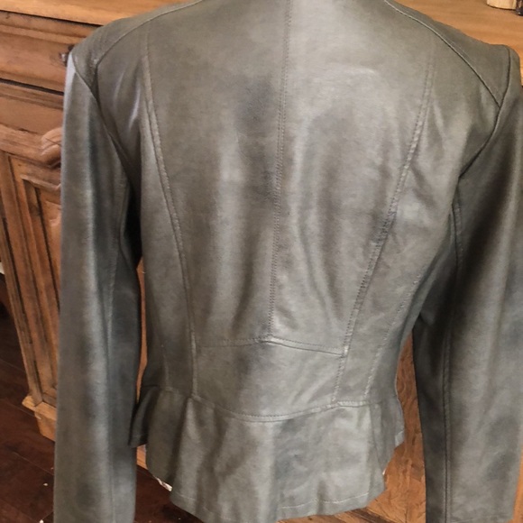Grey Faux Leather Jacket - Picture 4 of 7
